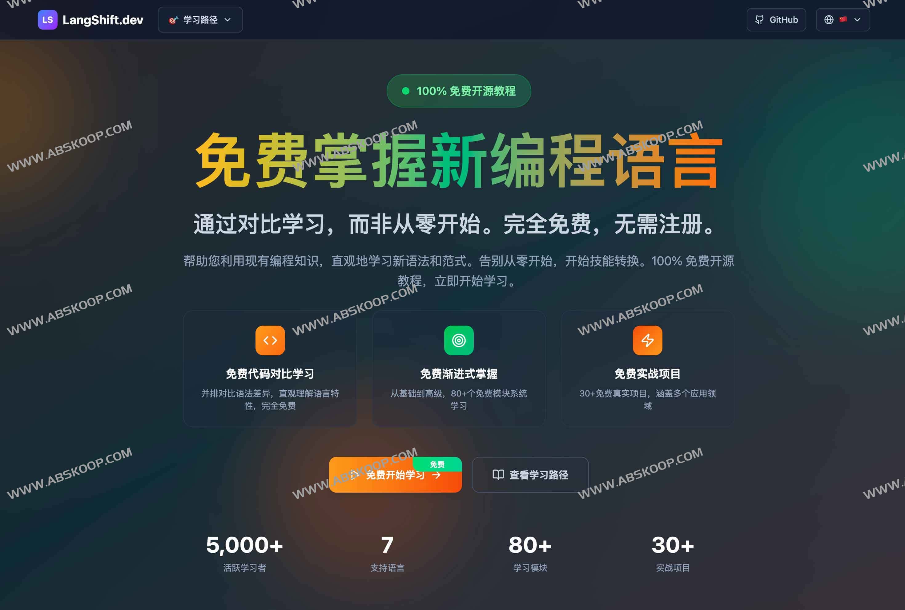 LangShift.dev 多语言编程学习平台:开发者免费语言迁移课程