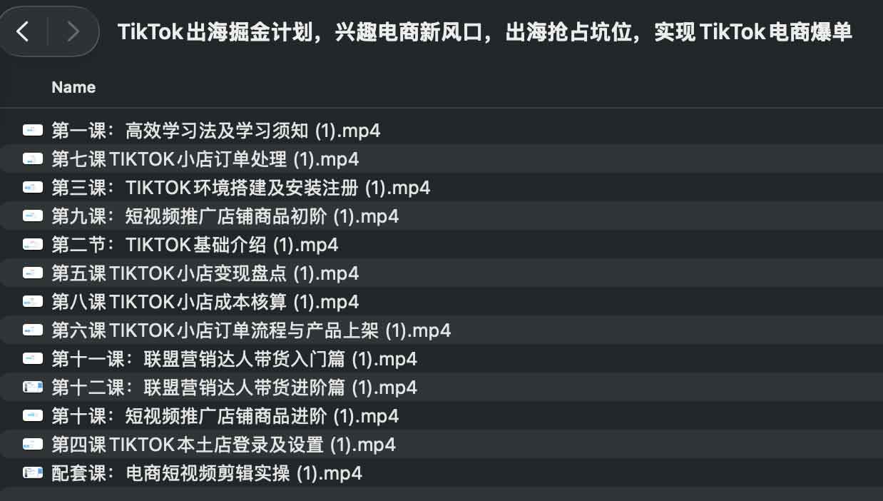 TikTok跨境电商全流程课程:从入门到实操,掌握流量变现与小店运营
