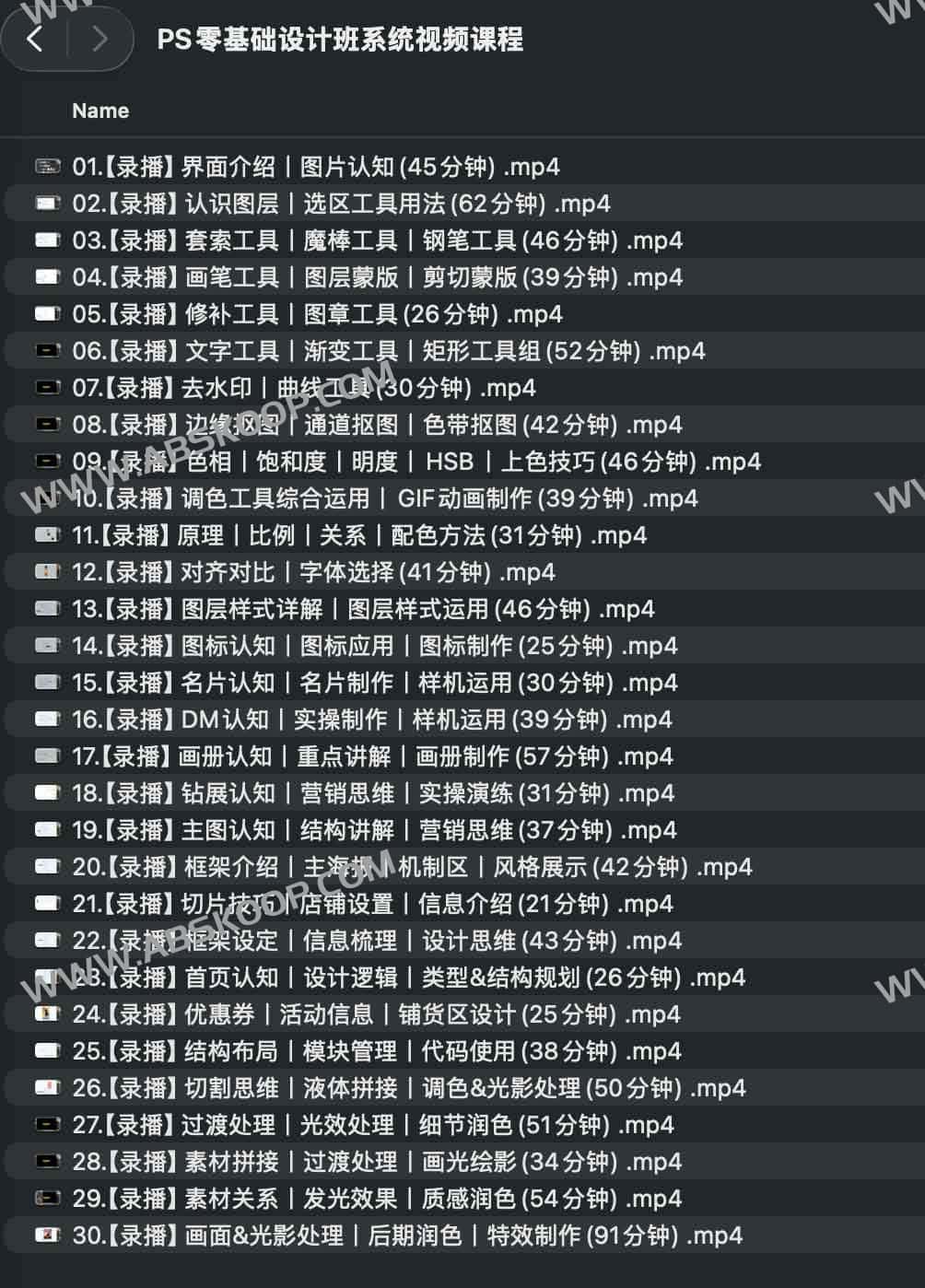 PS零基础设计班系统视频课程