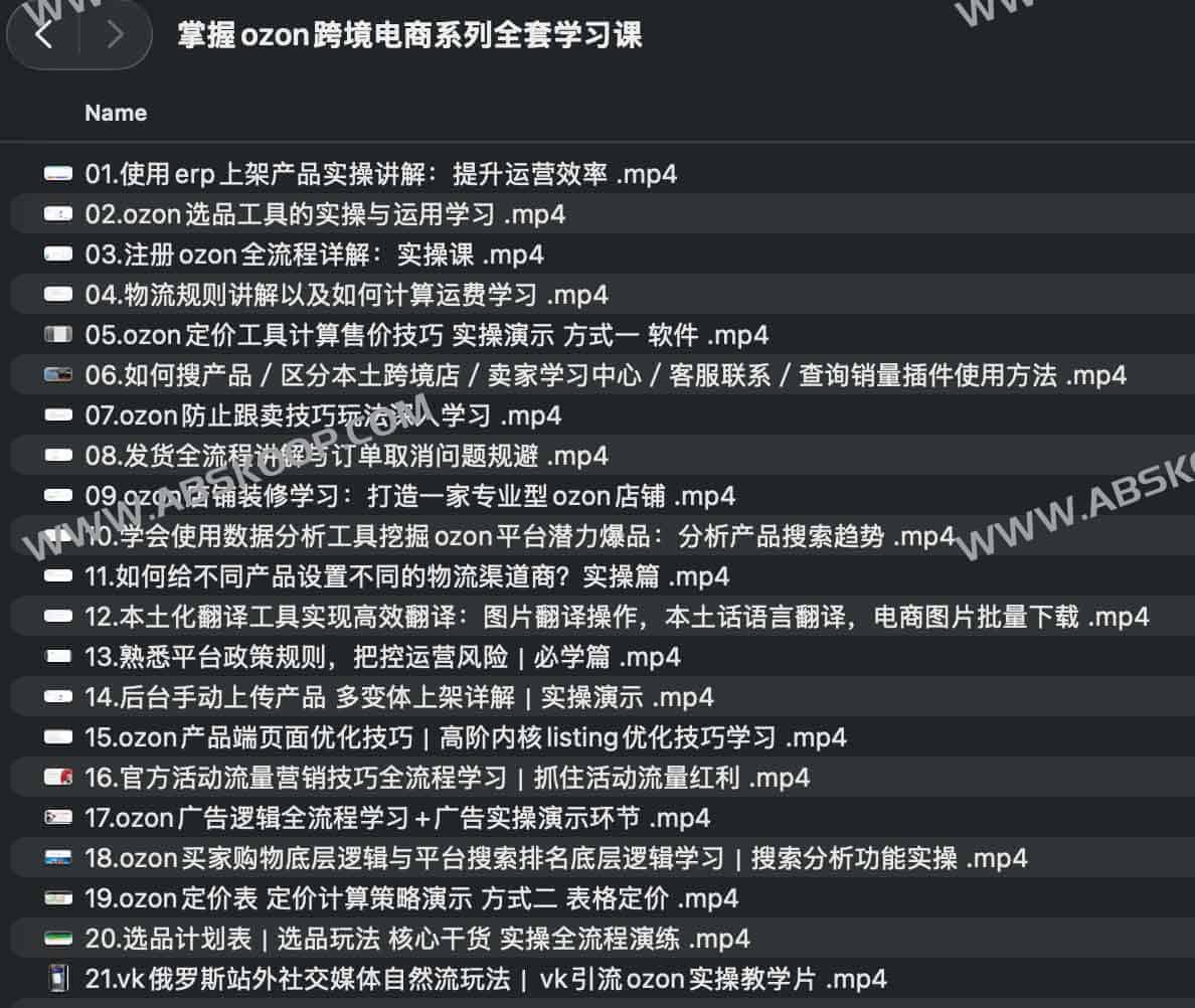 掌握ozon跨境电商系列全套学习课