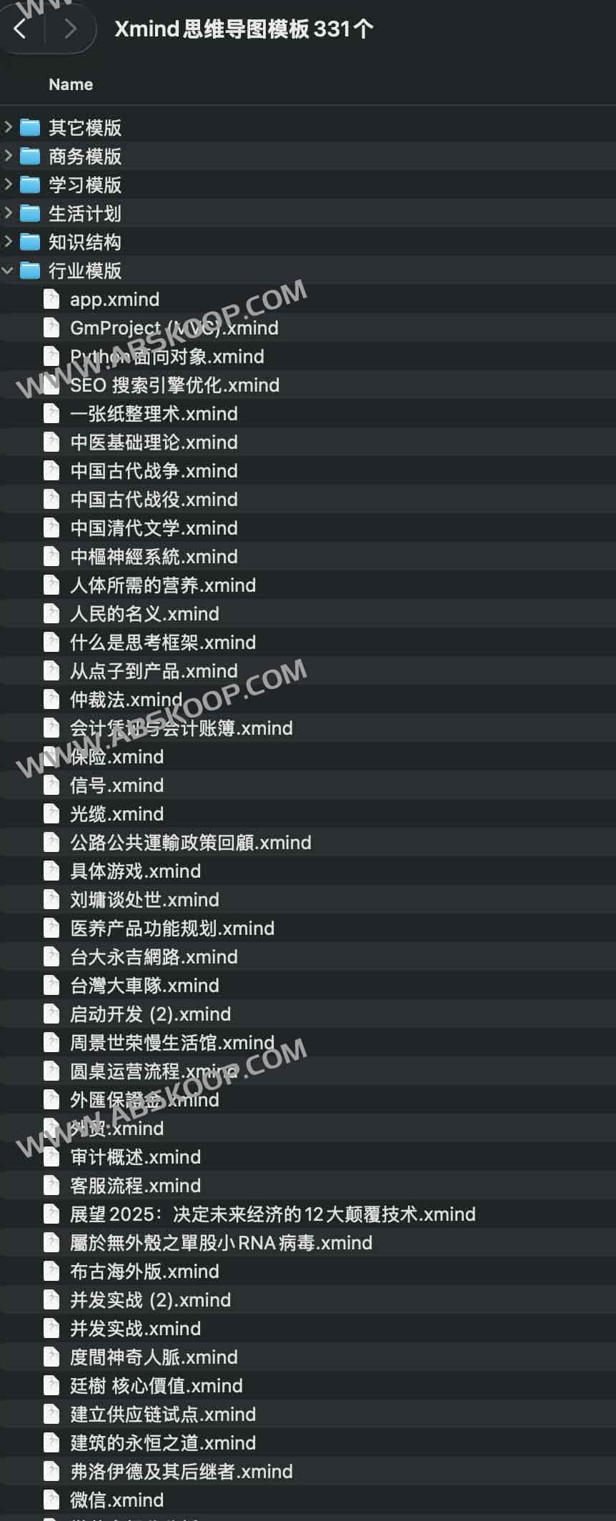 Xmind思维导图模板331个