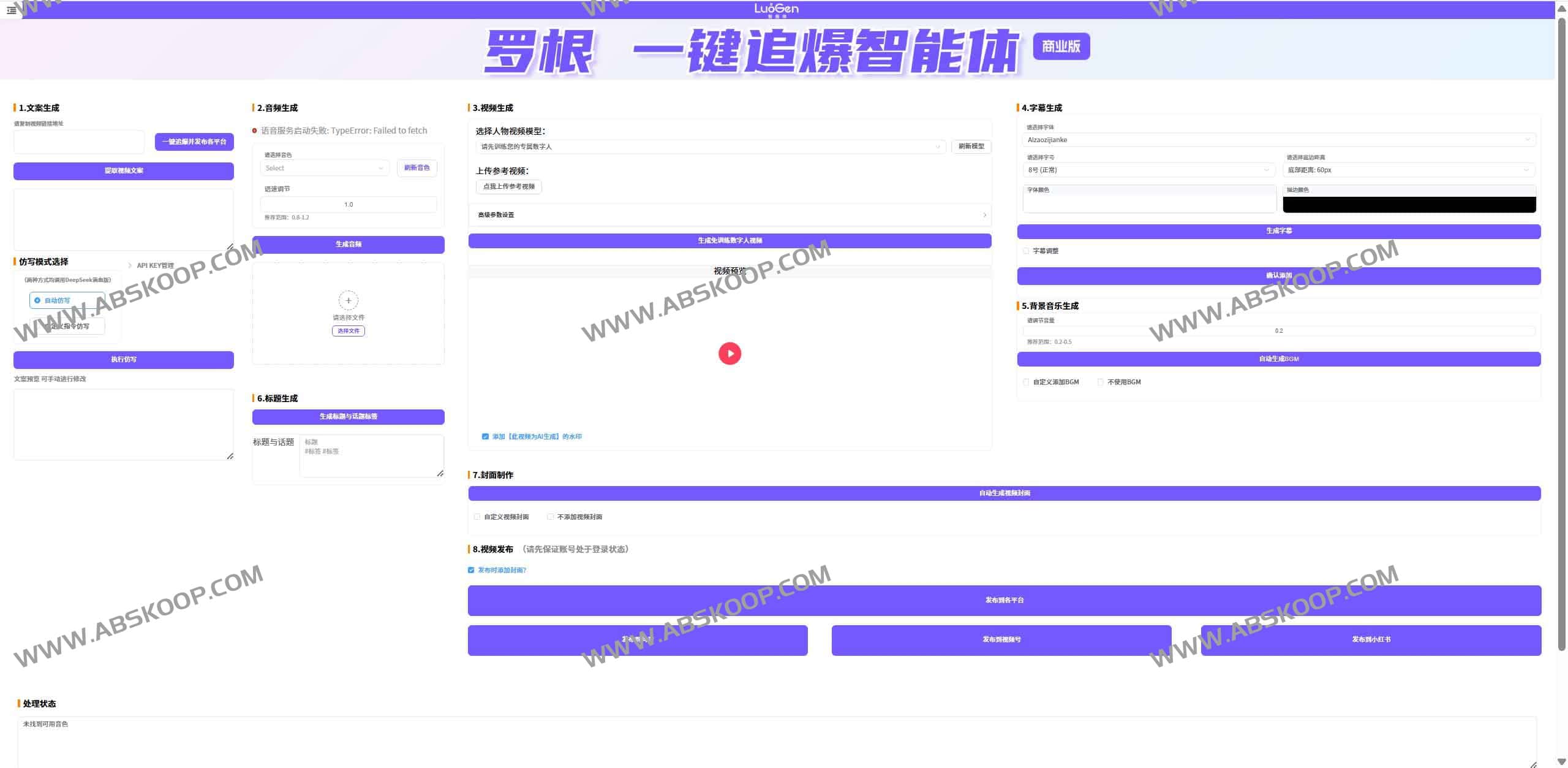 LuoGen-agent:一键生成爆款视频的全自动AI数字人口播工具